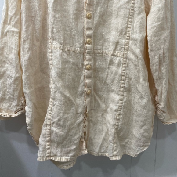 Flax Linen oversized button down tunic cream boho - Picture 5 of 9